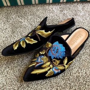 Embroidered mules slip on flats
